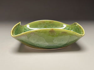 Altered Dish #27 in Lily Pad Green Crystalline, 5"dia (Juliana Owen)