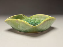 Load image into Gallery viewer, Altered Dish #27 in Lily Pad Green Crystalline, 5&quot;dia (Juliana Owen)
