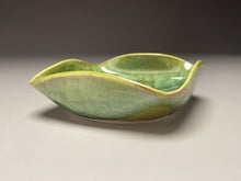 Load image into Gallery viewer, Altered Dish #27 in Lily Pad Green Crystalline, 5&quot;dia (Juliana Owen)
