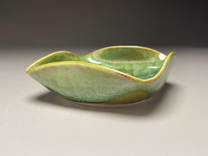 Altered Dish #27 in Lily Pad Green Crystalline, 5"dia (Juliana Owen)