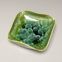 Load image into Gallery viewer, Altered Dish #27 in Lily Pad Green Crystalline, 5&quot;dia (Juliana Owen)
