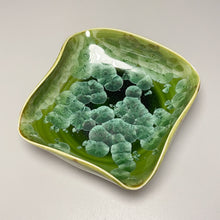 Load image into Gallery viewer, Altered Dish #27 in Lily Pad Green Crystalline, 5&quot;dia (Juliana Owen)
