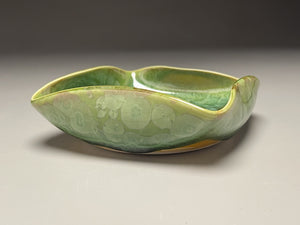 Altered Dish #28 in Lily Pad Green Crystalline, 5"dia (Juliana Owen)