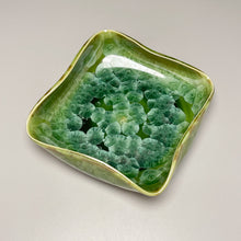 Load image into Gallery viewer, Altered Dish #28 in Lily Pad Green Crystalline, 5&quot;dia (Juliana Owen)
