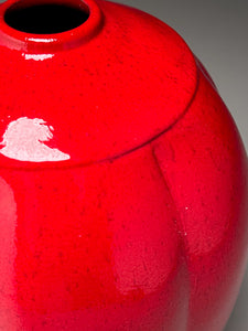 Square-Shouldered Melon Egg Vase in Chinese Red, 9"h (Ben Owen III)