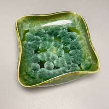 Load image into Gallery viewer, Altered Dish #28 in Lily Pad Green Crystalline, 5&quot;dia (Juliana Owen)
