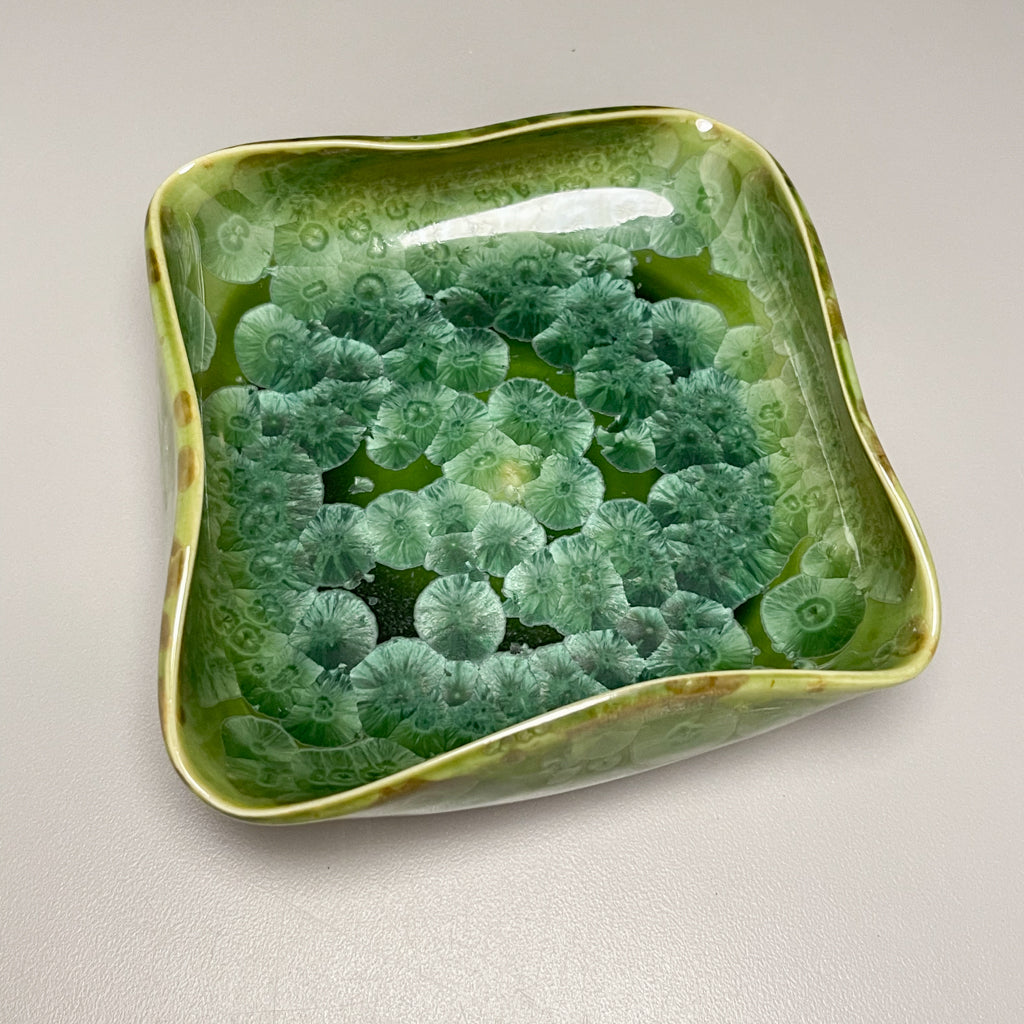 Altered Dish #28 in Lily Pad Green Crystalline, 5