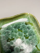 Load image into Gallery viewer, Altered Dish #28 in Lily Pad Green Crystalline, 5&quot;dia (Juliana Owen)
