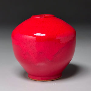 Square-Shouldered Egg Vase in Chinese Red, 4.75"h (Ben Owen III)