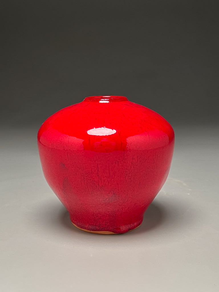 Square-Shouldered Egg Vase #2 in Chinese Red, 4.75