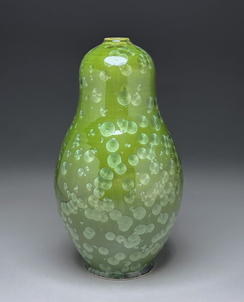 Gourd Vase in Lily Pad Green Crystalline, 12.75