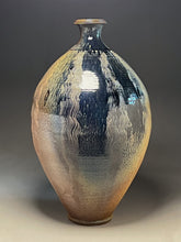 Load image into Gallery viewer, Combed Bottle in Cobalt, Ash and Salt Glaze, 33&quot;h (Pots From The Past)
