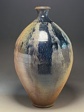 Load image into Gallery viewer, Combed Bottle in Cobalt, Ash and Salt Glaze, 33&quot;h (Pots From The Past)
