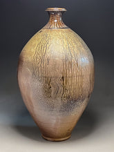 Load image into Gallery viewer, Combed Bottle in Cobalt, Ash and Salt Glaze, 33&quot;h (Pots From The Past)
