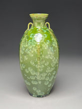Load image into Gallery viewer, Two-Handled Ribbed Vase in Lily Pad Green Crystalline, 12.75"h (Ben Owen III)
