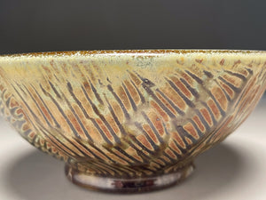 Carved Bowl in Green Celadon Glaze, 8"d. (Elizabeth McAdams)