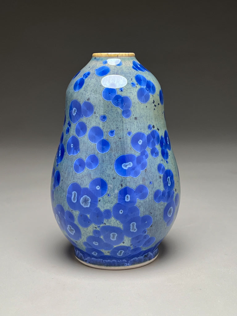 Gourd Vase in Cobalt Crystalline, 6.25