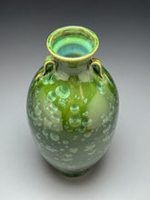 Load image into Gallery viewer, Two-Handled Vase in Lily Pad Green Crystalline, 16"h (Ben Owen III)
