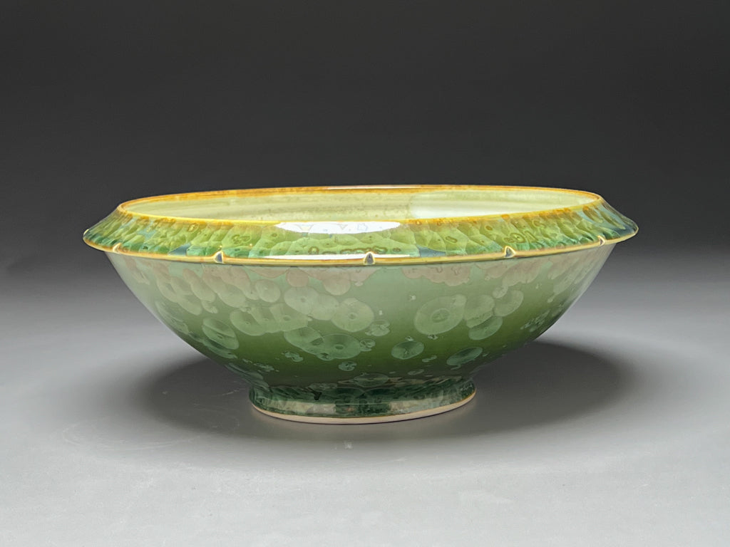 Ming Bowl in Lily Pad Green Crystalline, 11.25