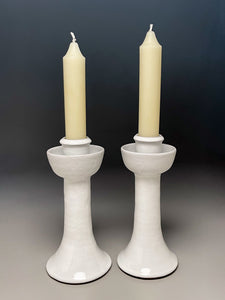 Candlesticks in Dogwood White, 10"h (Ben Owen III)