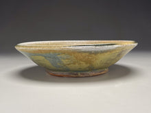 Load image into Gallery viewer, Woodfired Serving Bowl #1 in Blue/brown glaze with natural ash, 10.25&quot;dia. (Elizabeth McAdams)
