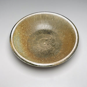 Woodfired Serving Bowl #1 in Blue/brown glaze with natural ash, 10.25"dia. (Elizabeth McAdams)