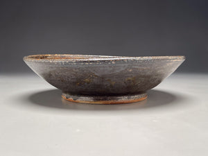 Woodfired Serving Bowl #2 in Blue/brown glaze with natural ash, 9.75"dia. (Elizabeth McAdams)