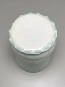 Cup #2 in Blue Celadon with Carved Designs 4"h. (Elizabeth McAdams)