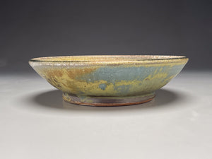Woodfired Serving Bowl #3 in Blue/brown glaze with natural ash, 9.75"dia. (Elizabeth McAdams)