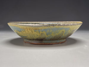 Woodfired Serving Bowl #3 in Blue/brown glaze with natural ash, 9.75"dia. (Elizabeth McAdams)