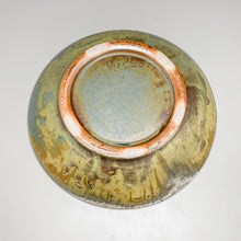 Load image into Gallery viewer, Woodfired Serving Bowl #3 in Blue/brown glaze with natural ash, 9.75&quot;dia. (Elizabeth McAdams)
