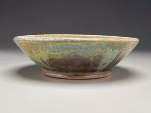 Woodfired Serving Bowl #4 in Blue/brown glaze with natural ash, 10"dia. (Elizabeth McAdams)