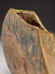 Organic Textured Handbuilt Vase #2 in Rutile Glaze 8.75"h (Elizabeth McAdams)