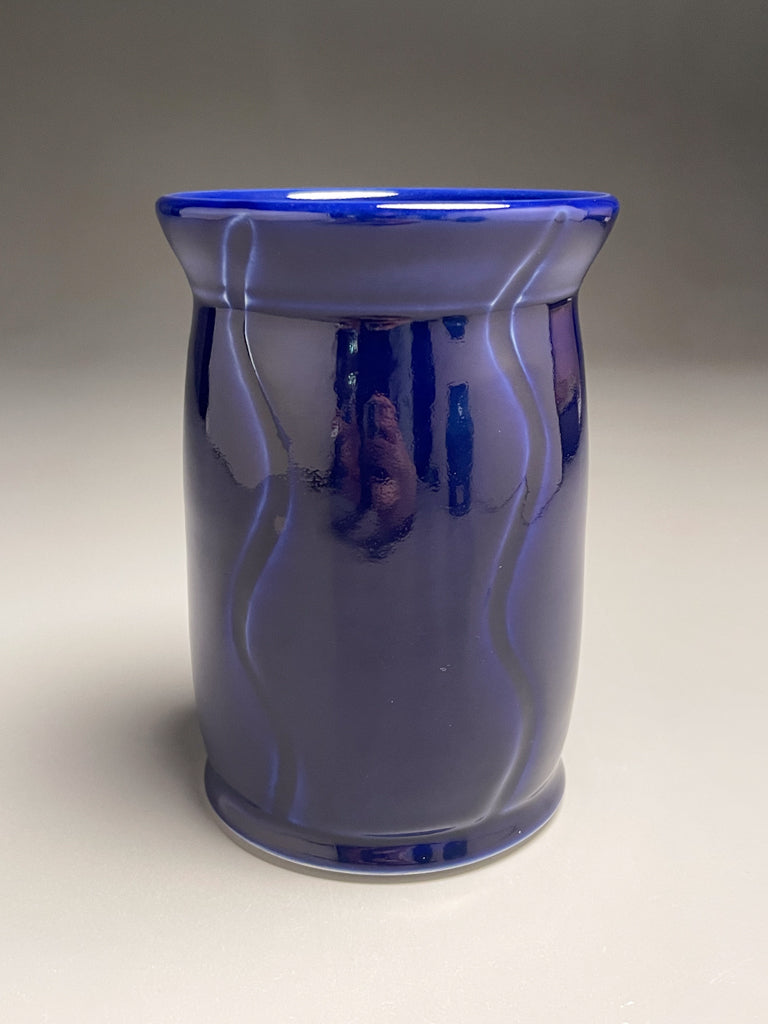 Carved Flower Vase #1 in Cobalt Blue, 6