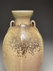 Two-Handled Ribbed Vase in Copper Penny and Ash Glazes, 13"h (Ben Owen III)
