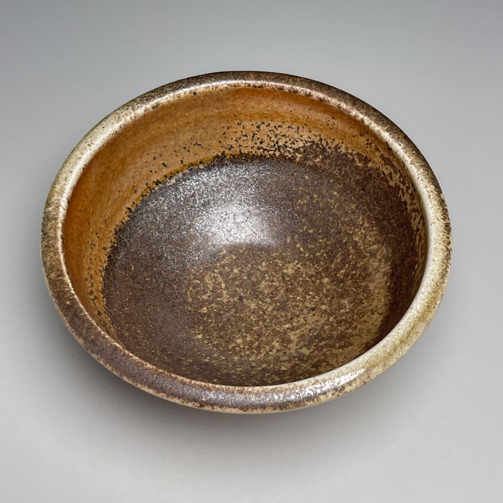 Serving Bowl with Combed Lines in Copper Penny, 7.25