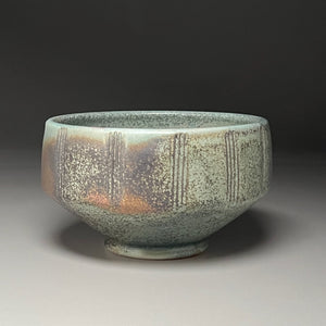 Beveled, Carved Bowl in Patina Green, 8"dia. (Ben Owen III)