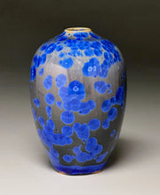 Load image into Gallery viewer, Egg Vase in Cobalt Crystalline, 6&quot;h (Ben Owen III)

