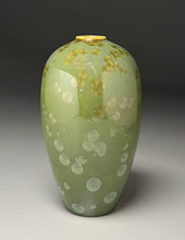 Load image into Gallery viewer, Egg Vase in Lily Pad Green Crystalline, 8.5"h (Ben Owen III)

