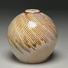 Load image into Gallery viewer, Combed Exaggerated Egg Vase in Ash Glaze, 4.25&quot;h (Ben Owen III)
