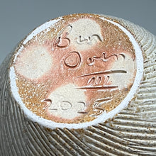 Load image into Gallery viewer, Combed Exaggerated Egg Vase in Ash Glaze, 4.25&quot;h (Ben Owen III)
