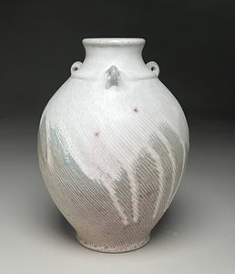 Combed Edo Jar in Satin White, 8"h (Ben Owen III)