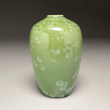 Load image into Gallery viewer, Egg Vase #3 in Lily Pad Green Crystalline, 5.75&quot;h (Ben Owen III)
