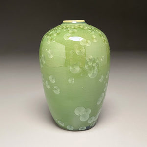 Egg Vase #3 in Lily Pad Green Crystalline, 5.75"h (Ben Owen III)