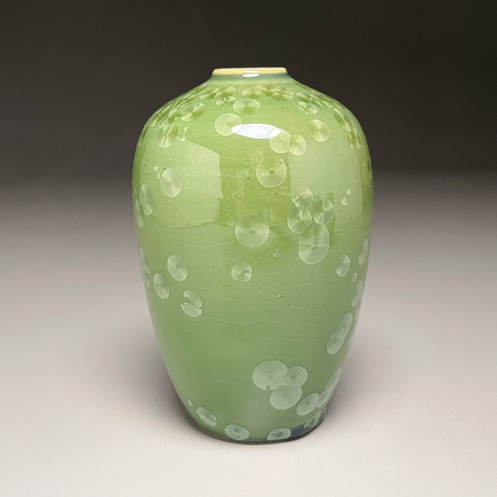 Egg Vase #3 in Lily Pad Green Crystalline, 5.75