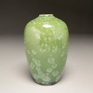 Egg Vase #3 in Lily Pad Green Crystalline, 5.75"h (Ben Owen III)