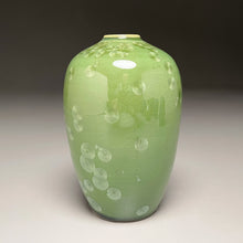 Load image into Gallery viewer, Egg Vase #3 in Lily Pad Green Crystalline, 5.75&quot;h (Ben Owen III)
