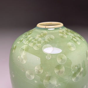 Egg Vase #3 in Lily Pad Green Crystalline, 5.75"h (Ben Owen III)