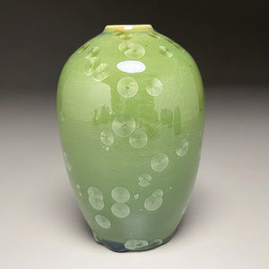 Egg Vase #2 in Lily Pad Green Crystalline, 5.5"h (Ben Owen III)