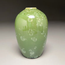 Load image into Gallery viewer, Egg Vase #2 in Lily Pad Green Crystalline, 5.5&quot;h (Ben Owen III)
